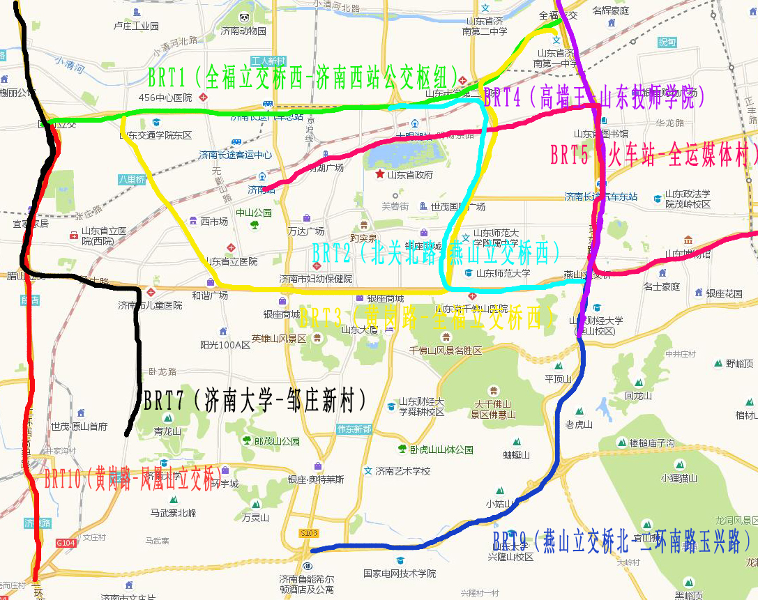 济南brt1号线线路图图片